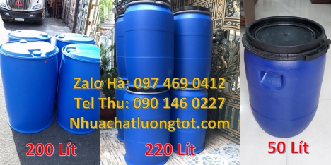 Phuy nhựa 220 lít nắp kín, Phuy nhựa 150 lít nắp mở, Phuy nhựa đựng hóa chất, Thùng phuy nhựa 120 lí