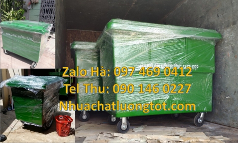 xe gom rác thải 1000l, Xe rác 1000 lít màu đỏ, Mua xe thu gom rác 660l 1000l ở đâu có giá tốt nhất,