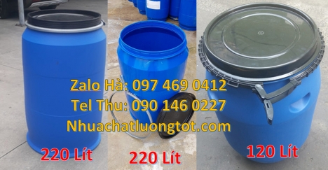 Phuy nhựa 220 lít nắp kín, Phuy nhựa 150 lít nắp mở, Phuy nhựa đựng hóa chất, Thùng phuy nhựa 120 lí