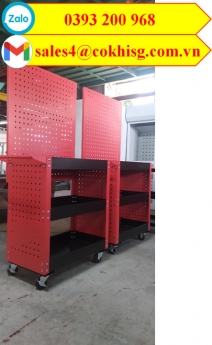 Xe đẩy dụng cụ đồ nghề có vách và bảng treo dụng cụ