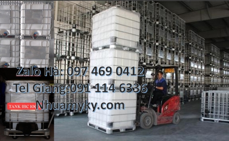 Bồn đựng hóa chất 1000L, Tank nhựa 1000 Lít mới thùng IBC cũ, bồn nhựa IBC giá rẻ, Thùng nhựa 1000L