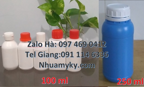 chai nhựa trắng đục, Chai 30ml đựng hóa chất, chai 30ml đựng phân bón, Chai 250ml đựng hóa chất, cha