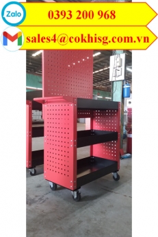 Xe đẩy dụng cụ đồ nghề có vách và bảng treo dụng cụ