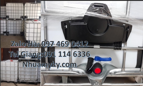 Bồn đựng hóa chất 1000L, Tank nhựa 1000 Lít mới thùng IBC cũ, bồn nhựa IBC giá rẻ, Thùng nhựa 1000L