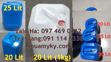 Địa điểm bán 25l cao cấp, Can nhựa 25 lít vuông xanh đựng axit, can 20l giá rẻ, can 25l trắng, Can n