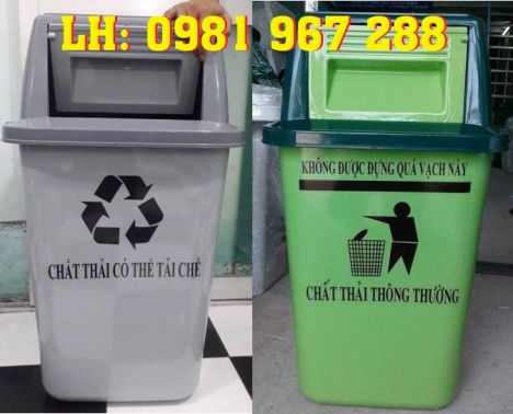 Thùng rác gia đình 60 lít nắp lật
