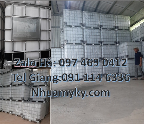 Bồn đựng hóa chất 1000L, Tank nhựa 1000 Lít mới thùng IBC cũ, bồn nhựa IBC giá rẻ, Thùng nhựa 1000L