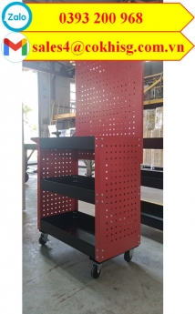 Xe đẩy dụng cụ đồ nghề có vách và bảng treo dụng cụ