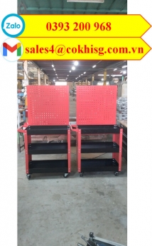 Xe đẩy dụng cụ đồ nghề có vách và bảng treo dụng cụ