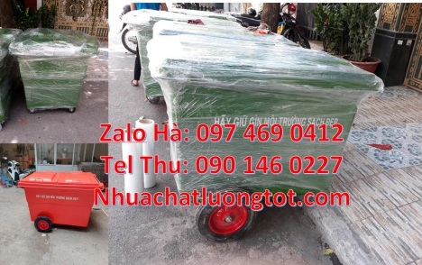 Xe thu gom rác 660 lít bánh nhỏ, nơi bán xe thu gom rác, Xe thu gom rác 1000 lít 3 bánh đúc, xe thu