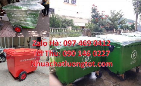 Xe thu gom rác 660 lít bánh nhỏ, nơi bán xe thu gom rác, Xe thu gom rác 1000 lít 3 bánh đúc, xe thu