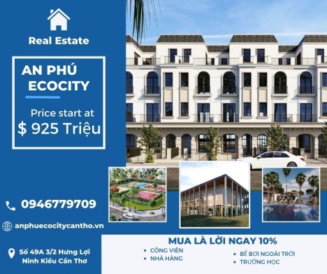 Ra mắt biệt thự mặt tiền lộ hậu sông an phú ecocCity cần thơ