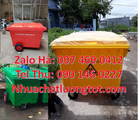 Xe thu gom rác 660 lít bánh nhỏ, nơi bán xe thu gom rác, Xe thu gom rác 1000 lít 3 bánh đúc, xe thu
