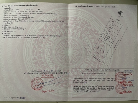 chủ cần tiền ban gấp lô đất nghỉ dưỡng ngay QL 20 khu dân cư Lộc Tân