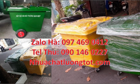 Xe thu gom rác 660 lít bánh nhỏ, nơi bán xe thu gom rác, Xe thu gom rác 1000 lít 3 bánh đúc, xe thu