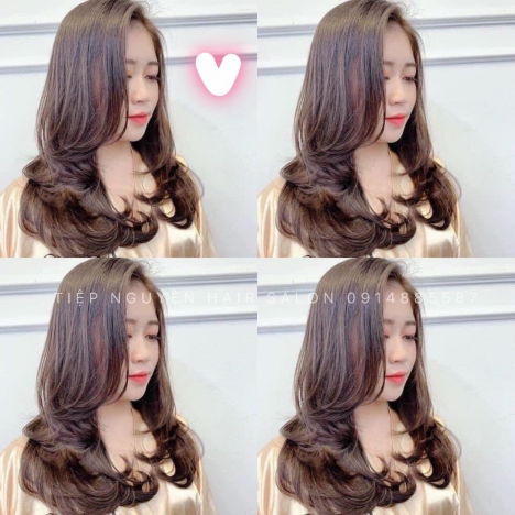 Tóc uốn sóng lơi nhẹ nhàng ngang vai - Tiệp Nguyễn Hair Salon