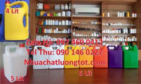 Can 4l tròn đựng nước lau sàn, Can 5 lít trong đựng mật ong Can nhựa 2 lít có vòi ấn đựng thuốc thủ