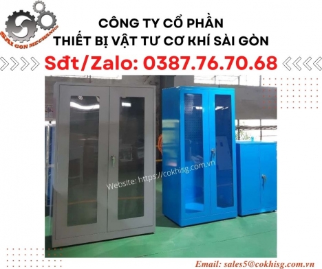 Tủ vật tư 2 cánh - Cao 1m8 - Cửa kính - Tủ lớn