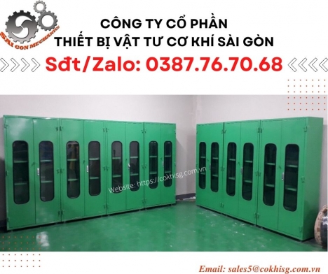 Tủ vật tư 2 cánh - Cao 1m8 - Cửa kính - Tủ lớn