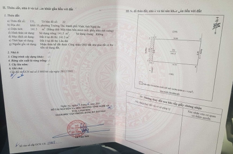 Bán đất mặt đường Hoàng Văn Tâm khối 10 phường Trường Thi
