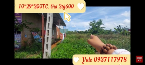 Đất thổ cư Ngay Trung tâm Hành chính Thị trấn Chư sê, Gia Lai. 10m*29*200tc
Giá 2ty600