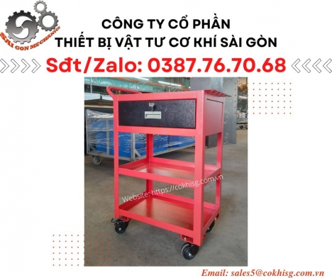 Xe đẩy đồ nghề 3 tầng - Có ngăn kéo cao 200mm