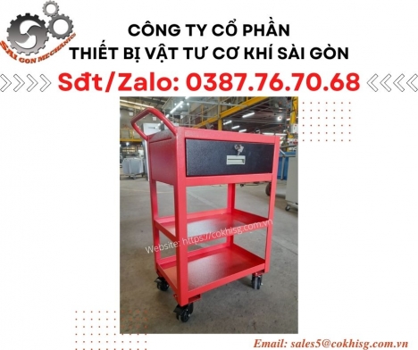 Xe đẩy đồ nghề 3 tầng - Có ngăn kéo cao 200mm