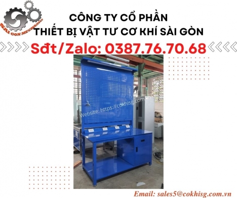 Bàn thao tác cơ khí - Có tủ 1 cánh, ngăn kéo
