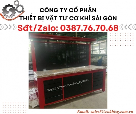 Bàn thao tác nhà xưởng - Có bảng treo dụng cụ