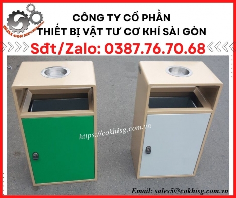 Thùng rác inox có gạt tàn