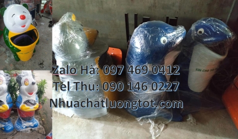 thùng rác con vật giá rẻ, thùng nhựa, Giá bán thùng rác thú, Thùng rác hình con voi. Thùng rác chim