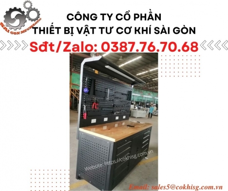 Bàn thao tác nhà xưởng - Có bảng treo dụng cụ