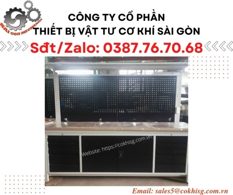 Bàn thao tác nhà xưởng - Có bảng treo dụng cụ
