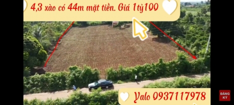 4,3 xào có 44m mặt tiền. Cách Thị trấn Chư sê chỉ 3km. Giá 1ty100. Bán đất xào tại Gia Lai