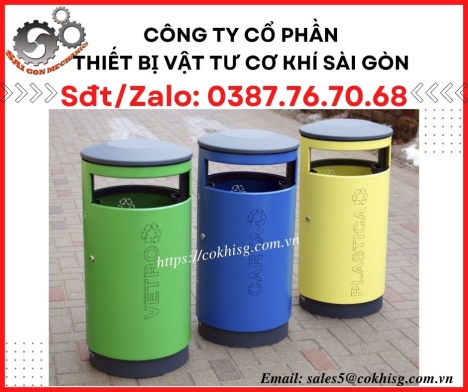 Thùng rác tròn sắt sơn tĩnh điện