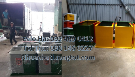 sọt đựng rác, Thùng rác nhựa duy tân, thùng nhựa đựng rác thải, Thùng rác 2 ngăn nắp lật, Thùng rác