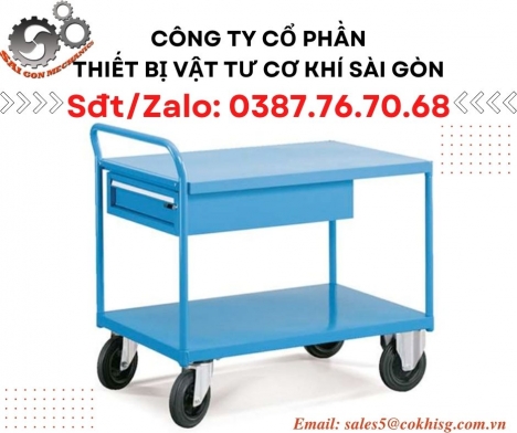 Xe đẩy hàng 2 tầng có ngăn kéo