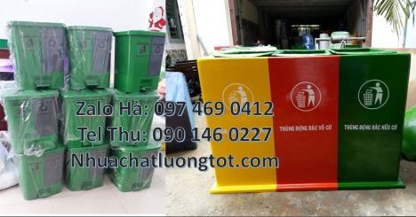 sọt đựng rác, Thùng rác nhựa duy tân, thùng nhựa đựng rác thải, Thùng rác 2 ngăn nắp lật, Thùng rác