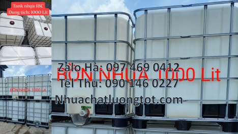 bồn nhựa 1 khối nhập khẩu, bồn nhựa vuông 1000 lít đựng phân bón, Thùng ibc 1000l có khung thép, Tan