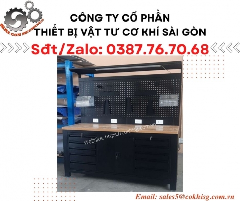 Bàn thao tác nhà xưởng - Có bảng treo dụng cụ