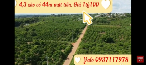 4,3 xào có 44m mặt tiền. Cách Thị trấn Chư sê chỉ 3km. Giá 1ty100. Bán đất xào tại Gia Lai