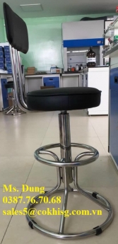 Ghế thí nghiệm inox có bọc nệm tựa lưng