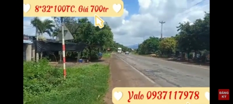 Bán đất Mặt tiền Quốc lộ 14A tại Gia Lai. 8*32*100m đất Thổ cư Chỉ 700tr