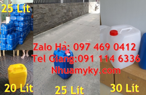 can 20l giá rẻ, can 25l trắng, can vuông 30 lít hdpe đựng hóa chất, can nhựa dày 25 lít đựng axit, c
