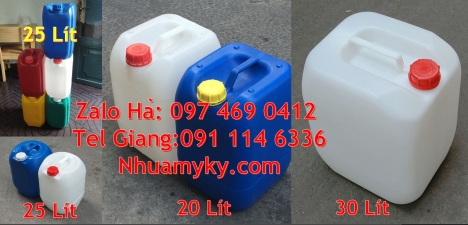 can 20l giá rẻ, can 25l trắng, can vuông 30 lít hdpe đựng hóa chất, can nhựa dày 25 lít đựng axit, c