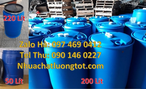 Thùng phuy nhựa 120 lít, thùng phi nắp hở, Thùng Phuy Nhựa 220 Lít Đai Sắt, thùng phi 120 lít, thùng