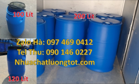 Thùng phuy nhựa 120 lít, thùng phi nắp hở, Thùng Phuy Nhựa 220 Lít Đai Sắt, thùng phi 120 lít, thùng