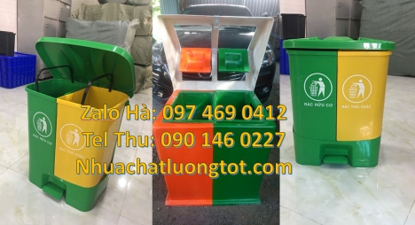 thùng rác 3 ngăn gia đình, báo giá thùng đựng rác, thùng rác 3 ngăn, thùng phân loại rác 2 ngăn, thù
