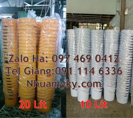 thùng nhựa 3.5 lít quai nhựa, lon nhựa 1 lít Vỏ thùng 20 lít quai nhựa, Xô nhựa 20 lít có nắ