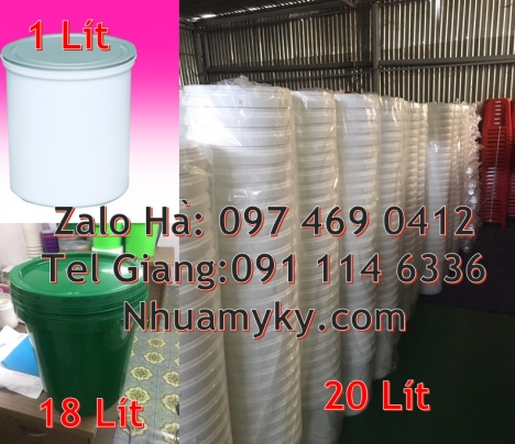 thùng nhựa 3.5 lít quai nhựa, lon nhựa 1 lít Vỏ thùng 20 lít quai nhựa, Xô nhựa 20 lít có nắ